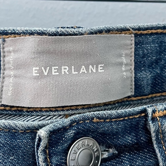 Everlane Straight Leg Jeans Womens 24 Regular Medium Wash High Rise Cotton Blend - Picture 5 of 11